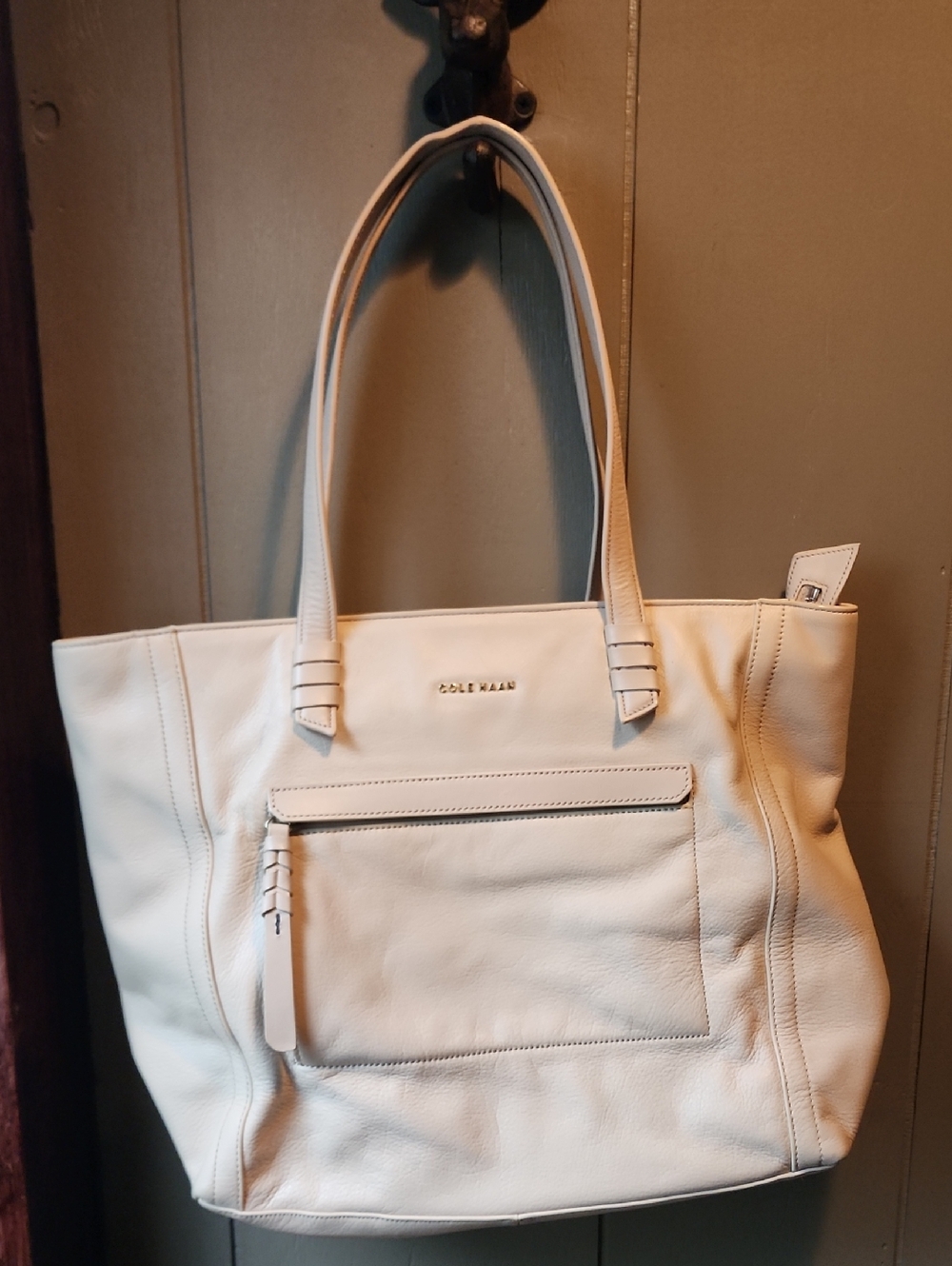 Cole Haan Cream Leather Shoulder Tote